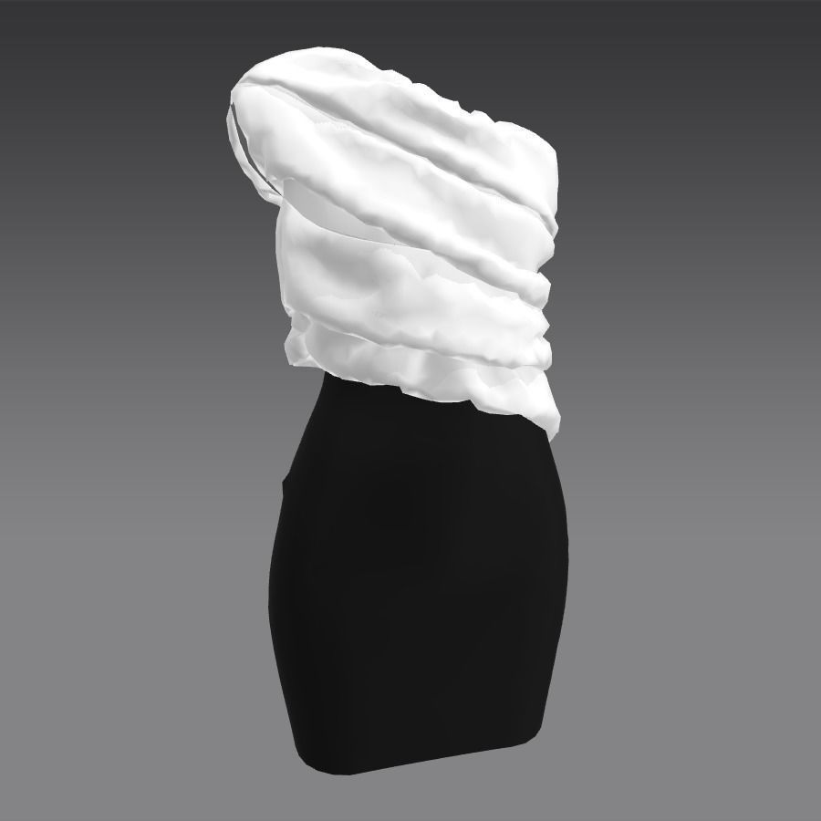 DRESS COLOR BLOCK BLACK AND WHITE LOOK DRAPED 3D model_1