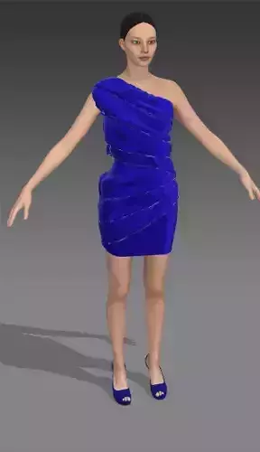 DRESS DRAPED SILK SATIN FABRIC ELECTRIC BLUE MODERN