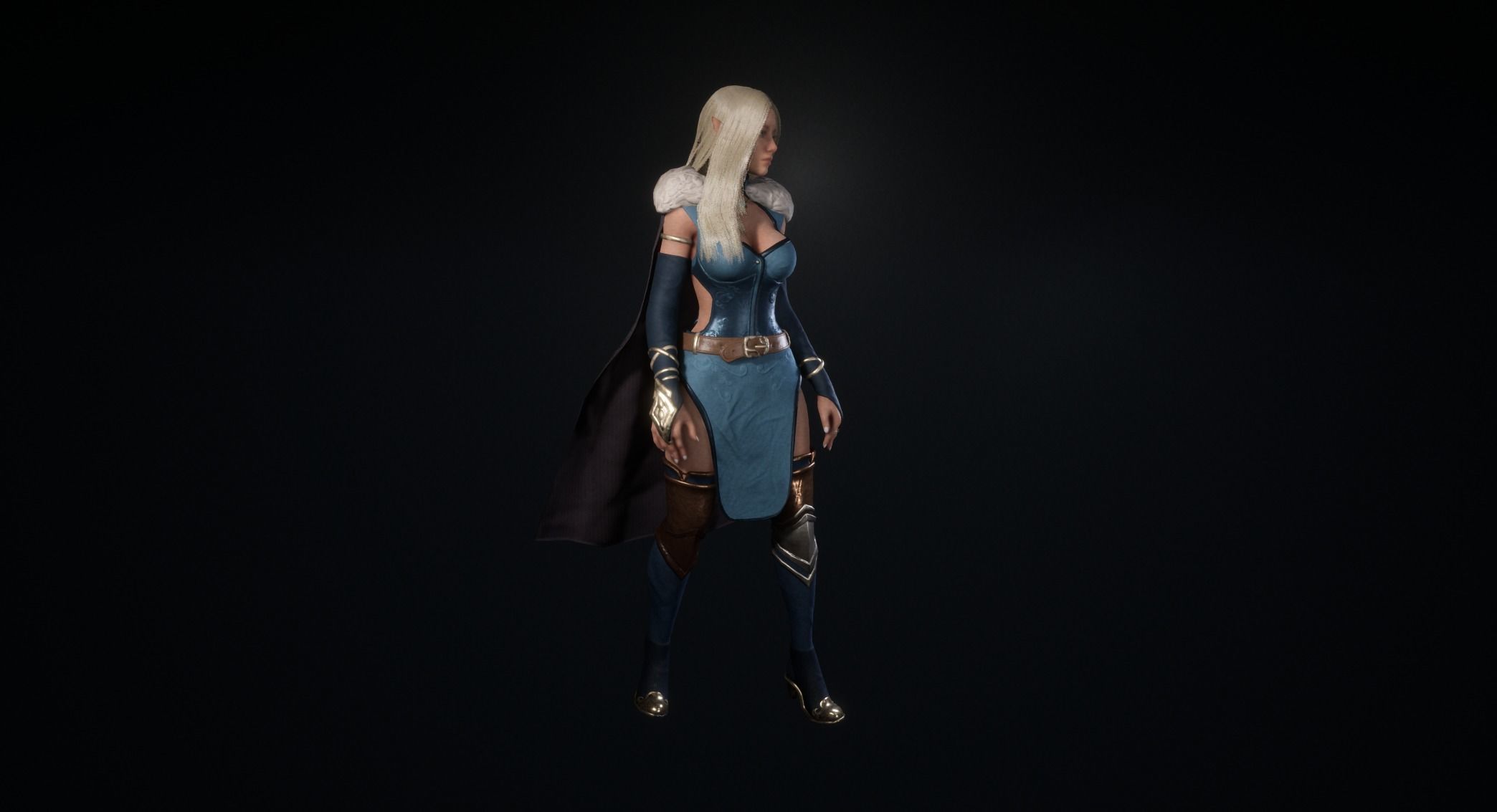 Elven Ranger - Game Ready Character for Unreal Engine Low-poly 3D model_8