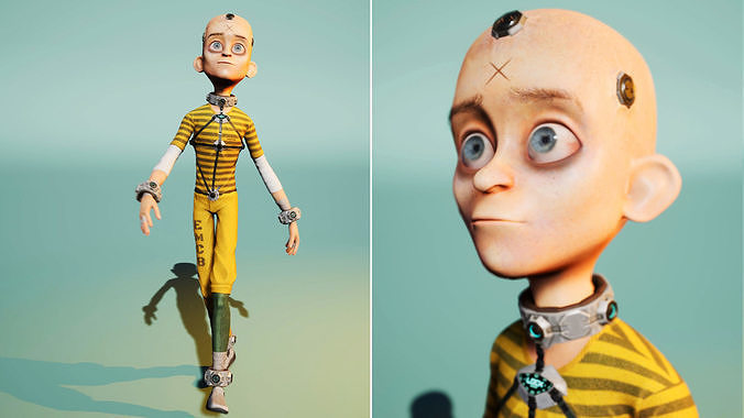 Stylized Character Teen Boy 3D CG Character Rigged Model  Low-poly 3D model