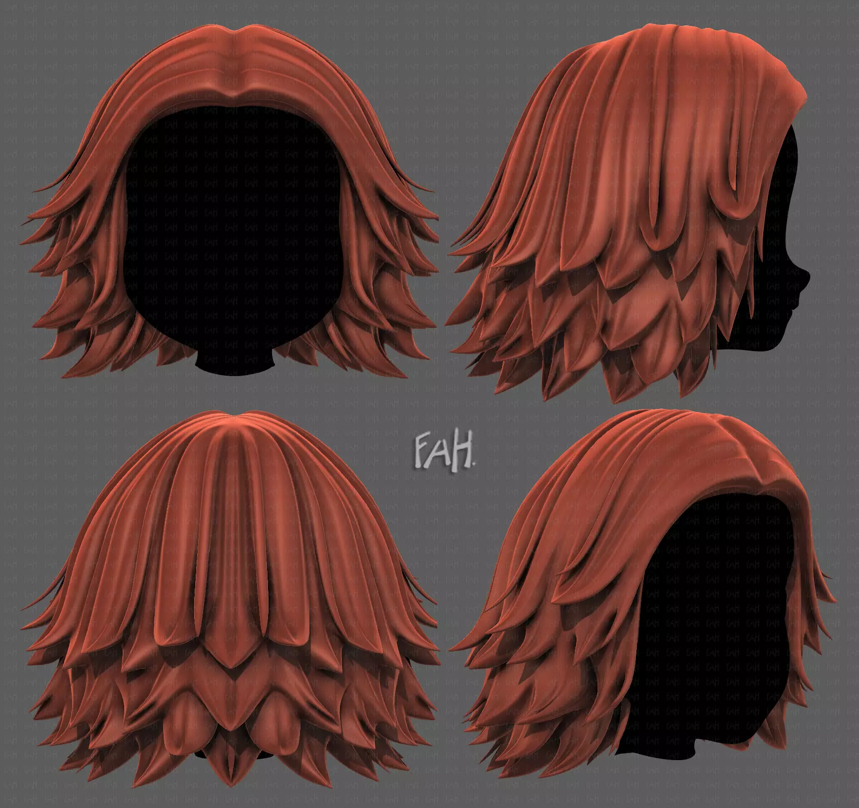 3D Hair style for girl V105 Low-poly 3D model