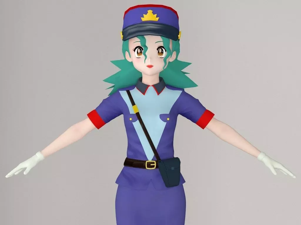 T pose nonrigged model of Jenny anime girl 3D model_0