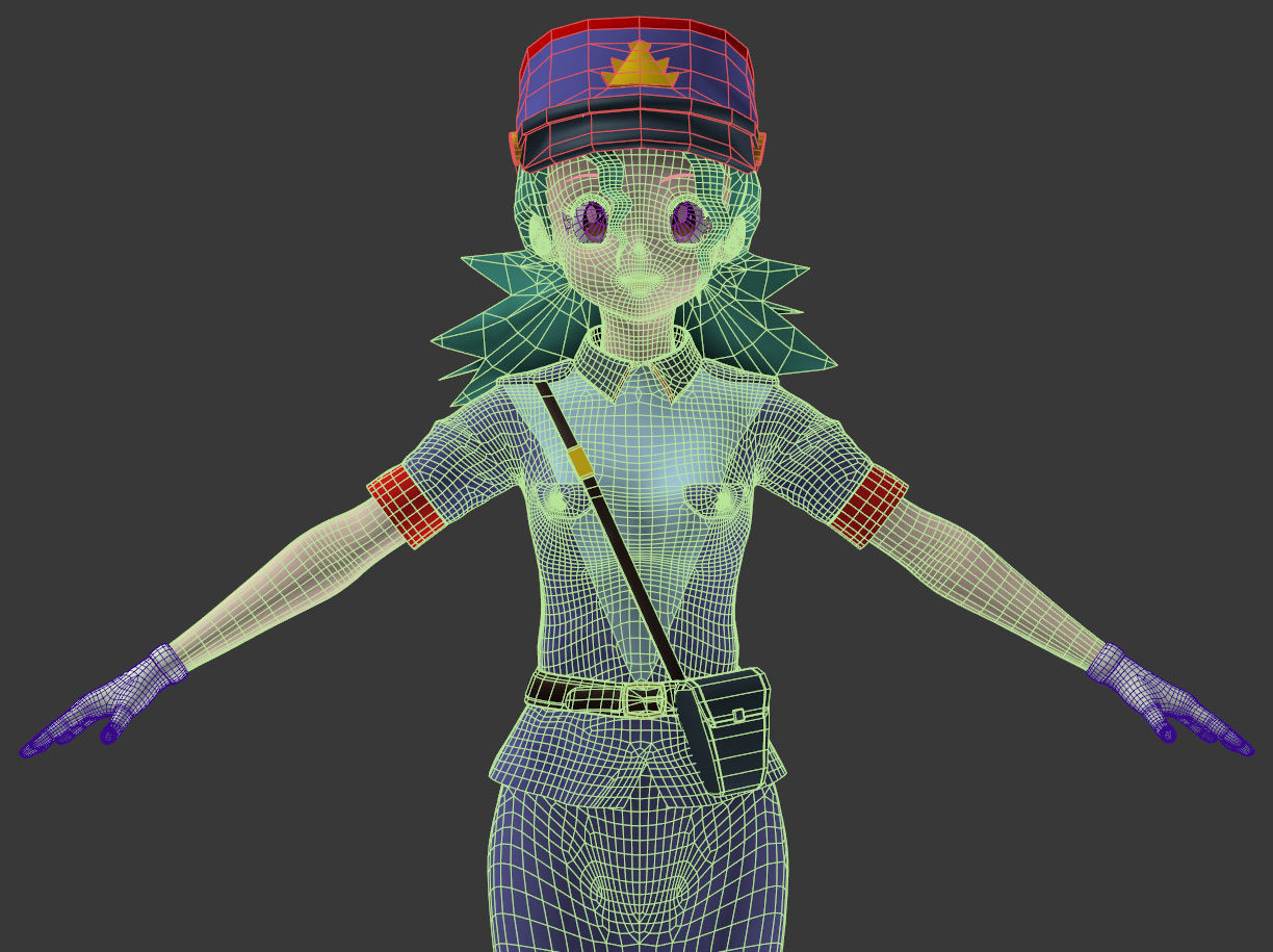T pose nonrigged model of Jenny anime girl 3D model_7