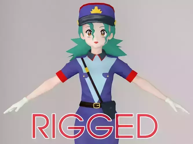 T pose rigged model of Jenny anime girl 3D model
