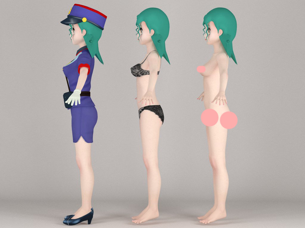 T pose rigged model of Jenny anime girl 3D model_6