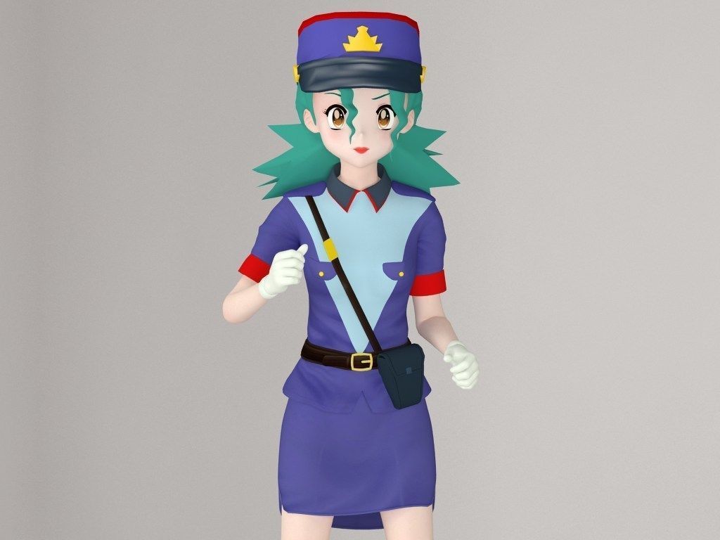 T pose rigged model of Jenny anime girl 3D model_1