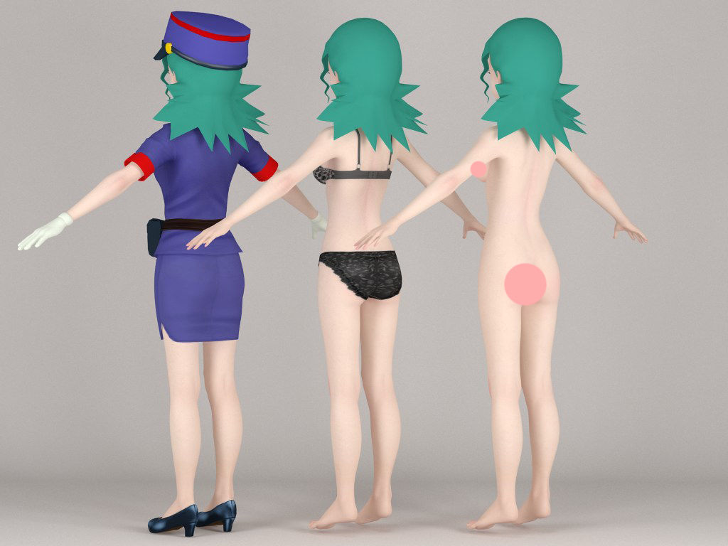 T pose rigged model of Jenny anime girl 3D model_7
