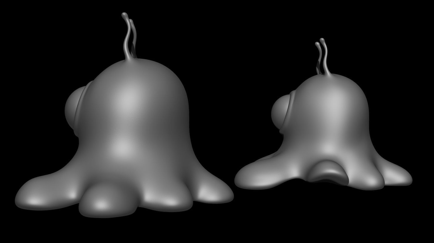 3D PRINTABLE BRAIN SLUG FROM FUTURAMA - ACTION AND NEUTRAL POSE 3D print model_5