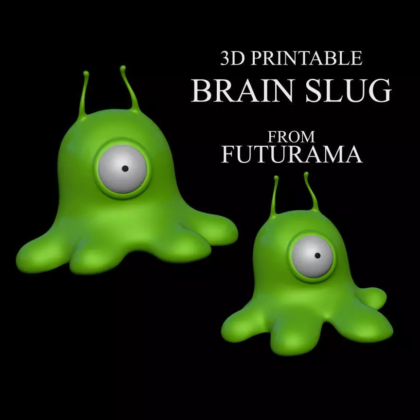 3D PRINTABLE BRAIN SLUG FROM FUTURAMA - ACTION AND NEUTRAL POSE 3D print model_0
