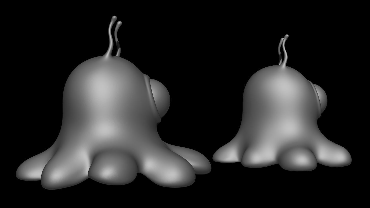 3D PRINTABLE BRAIN SLUG FROM FUTURAMA - ACTION AND NEUTRAL POSE 3D print model_6
