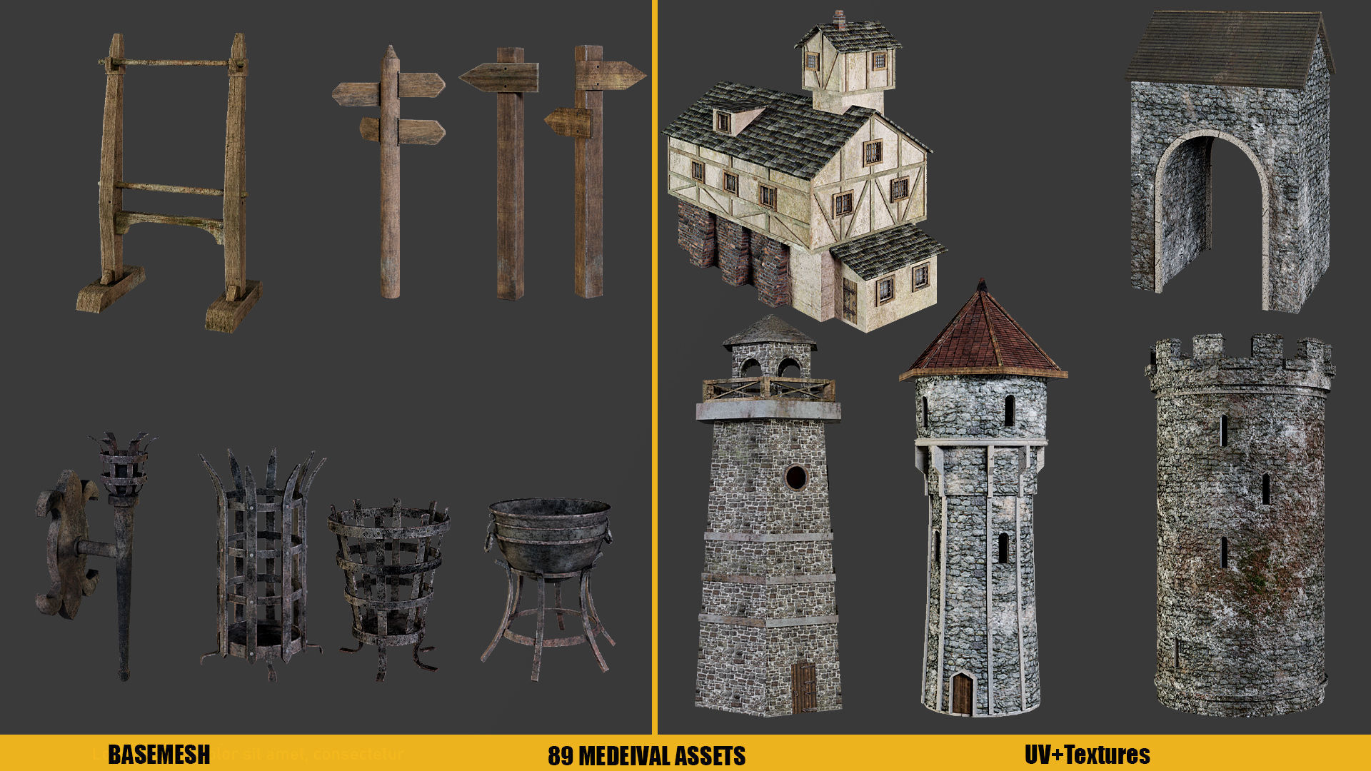 BaseMesh - 89 MEDIEVAL ASSETS  Low-poly 3D model_15
