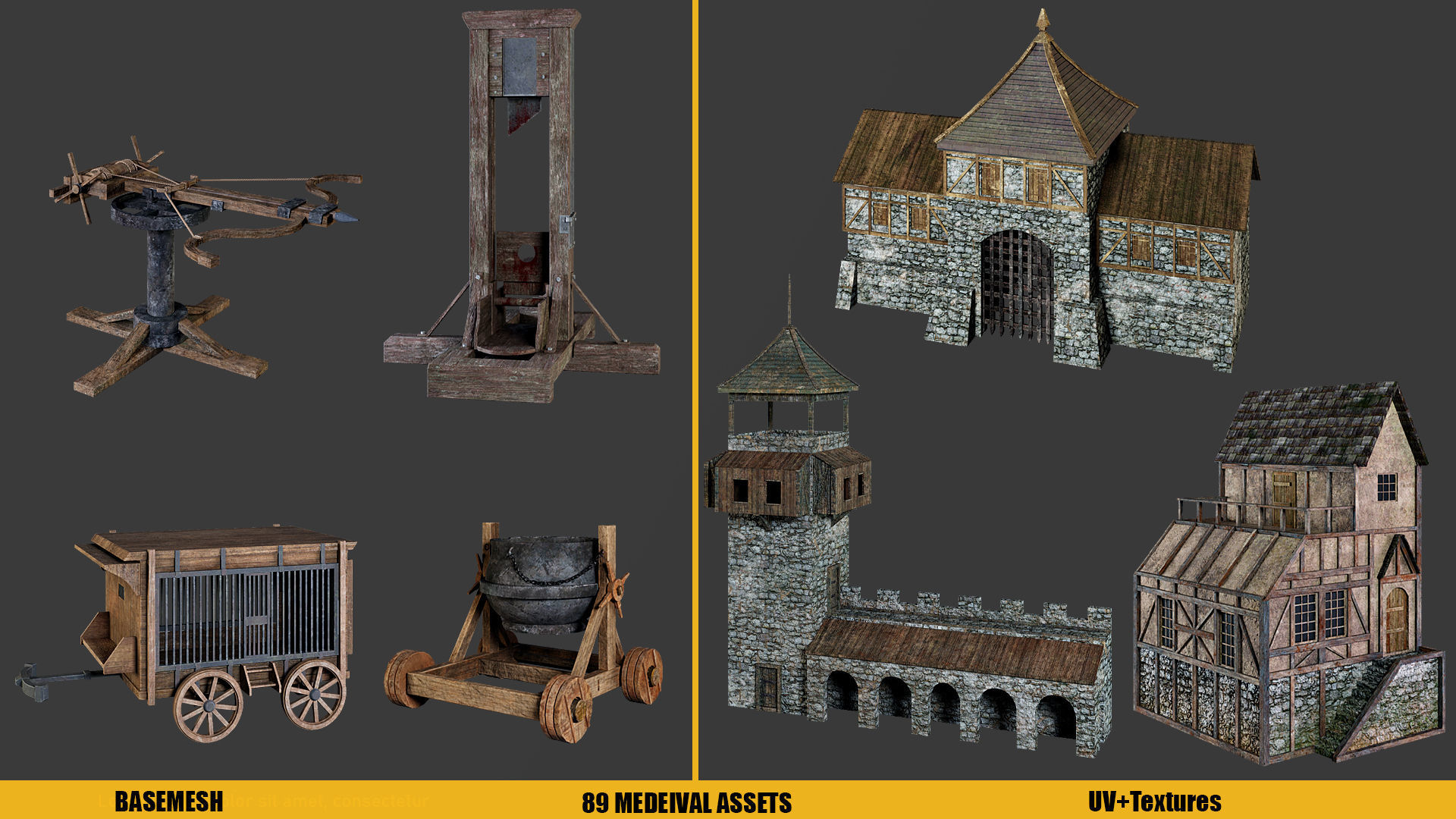 BaseMesh - 89 MEDIEVAL ASSETS  Low-poly 3D model_5