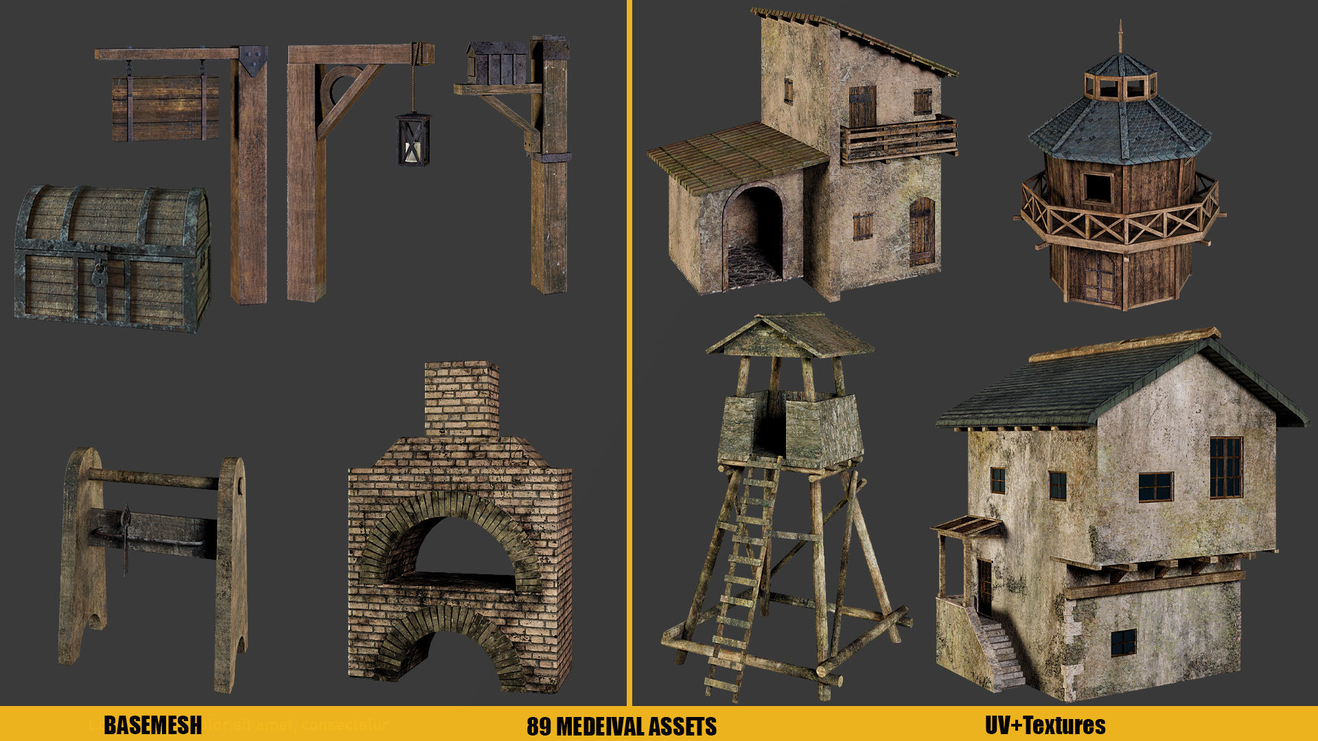 BaseMesh - 89 MEDIEVAL ASSETS  Low-poly 3D model_13