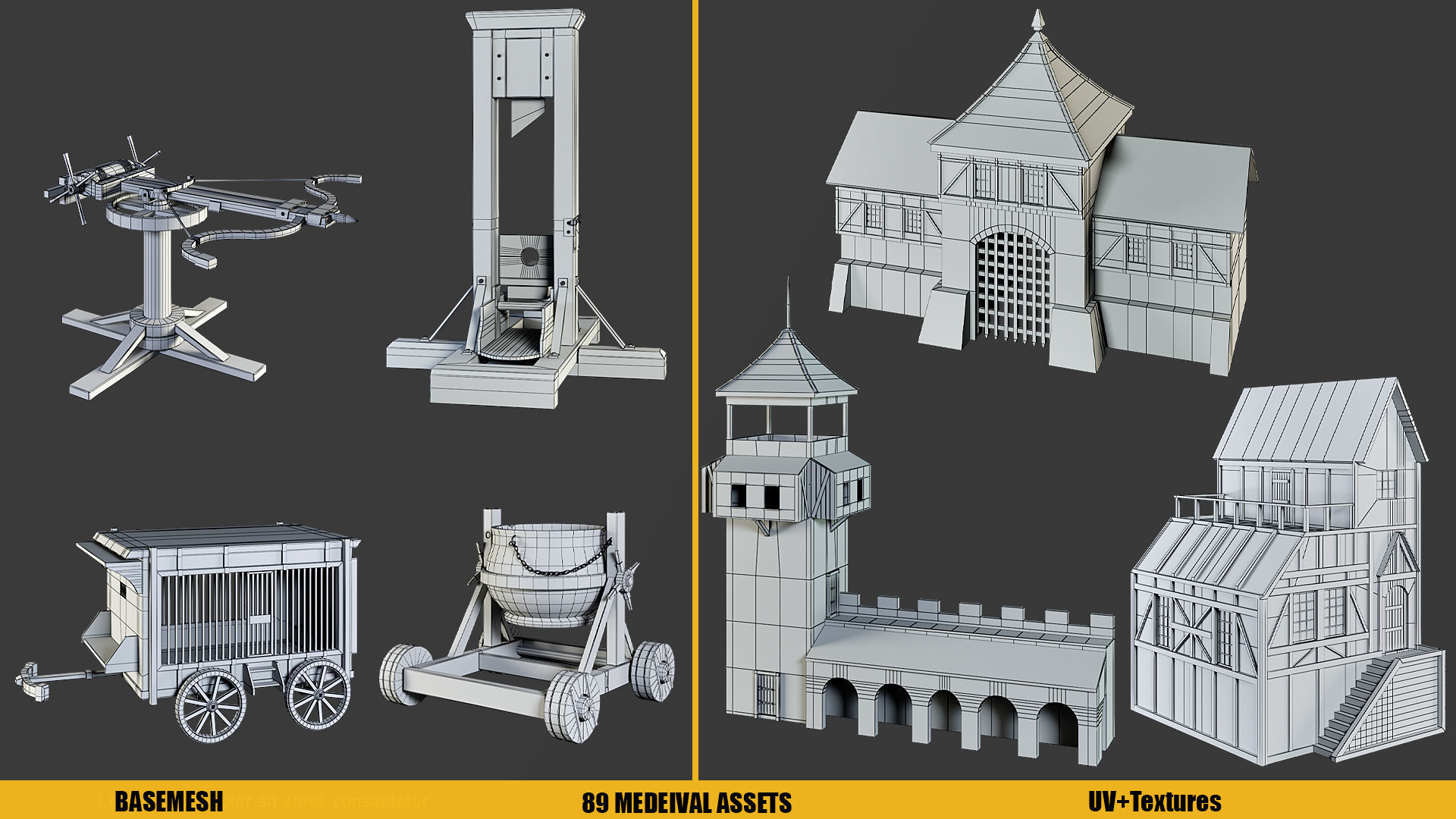 BaseMesh - 89 MEDIEVAL ASSETS  Low-poly 3D model_4