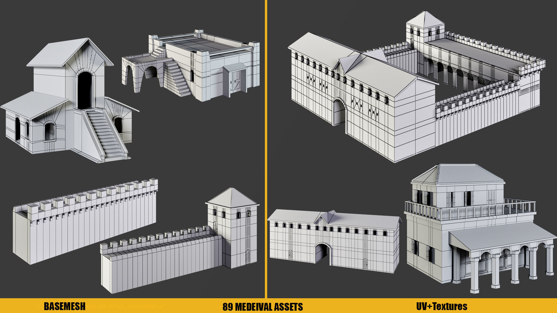 BaseMesh - 89 MEDIEVAL ASSETS  Low-poly 3D model_19