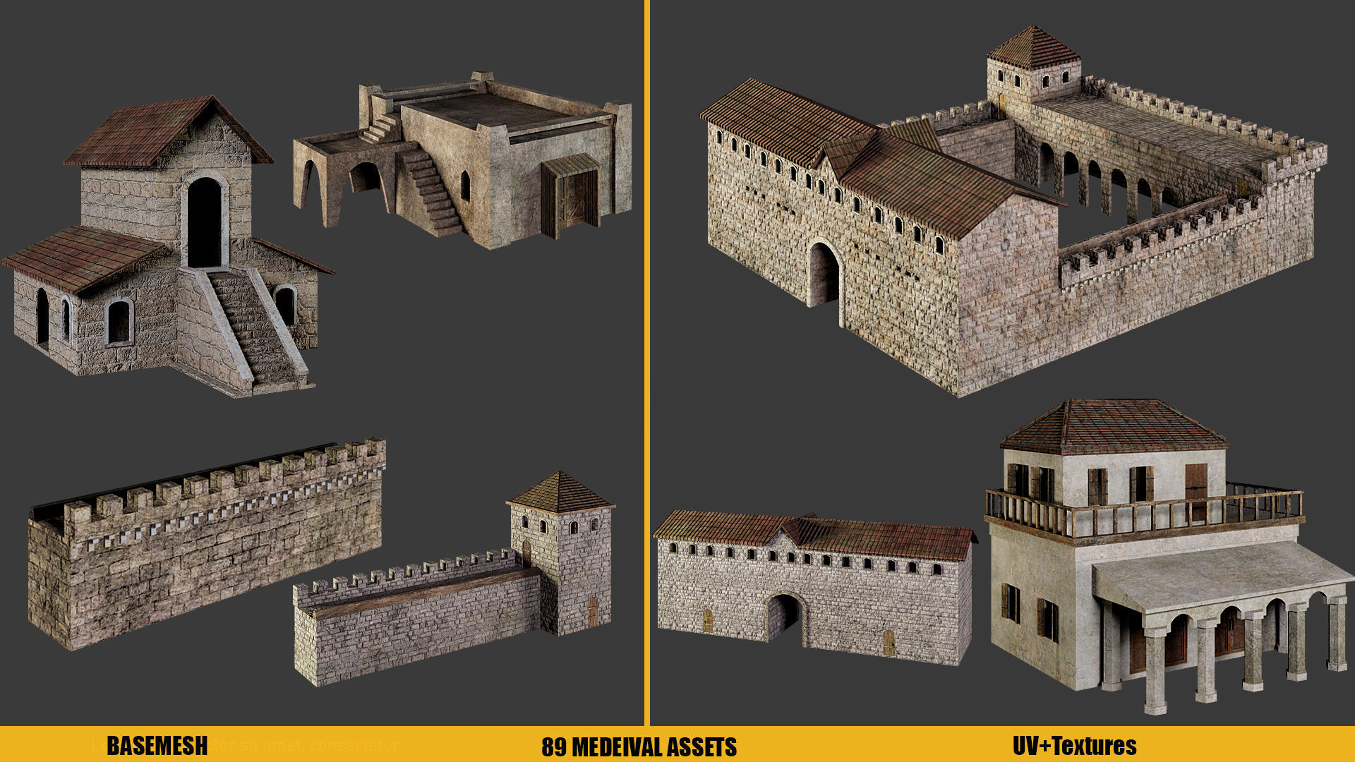 BaseMesh - 89 MEDIEVAL ASSETS  Low-poly 3D model_18