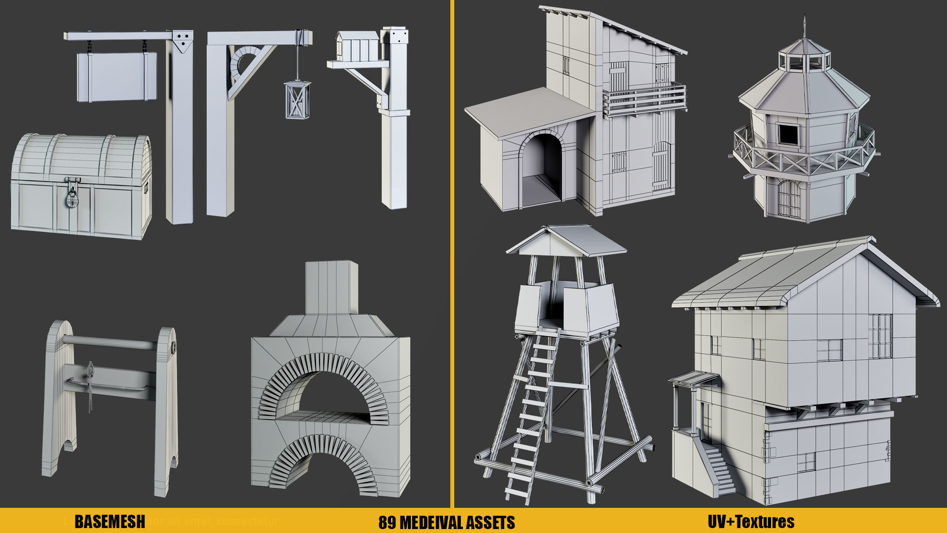 BaseMesh - 89 MEDIEVAL ASSETS  Low-poly 3D model_12