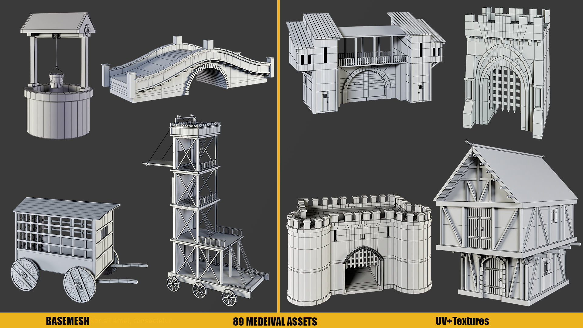 BaseMesh - 89 MEDIEVAL ASSETS  Low-poly 3D model_6