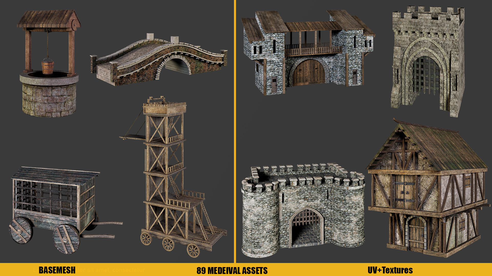 BaseMesh - 89 MEDIEVAL ASSETS  Low-poly 3D model_7