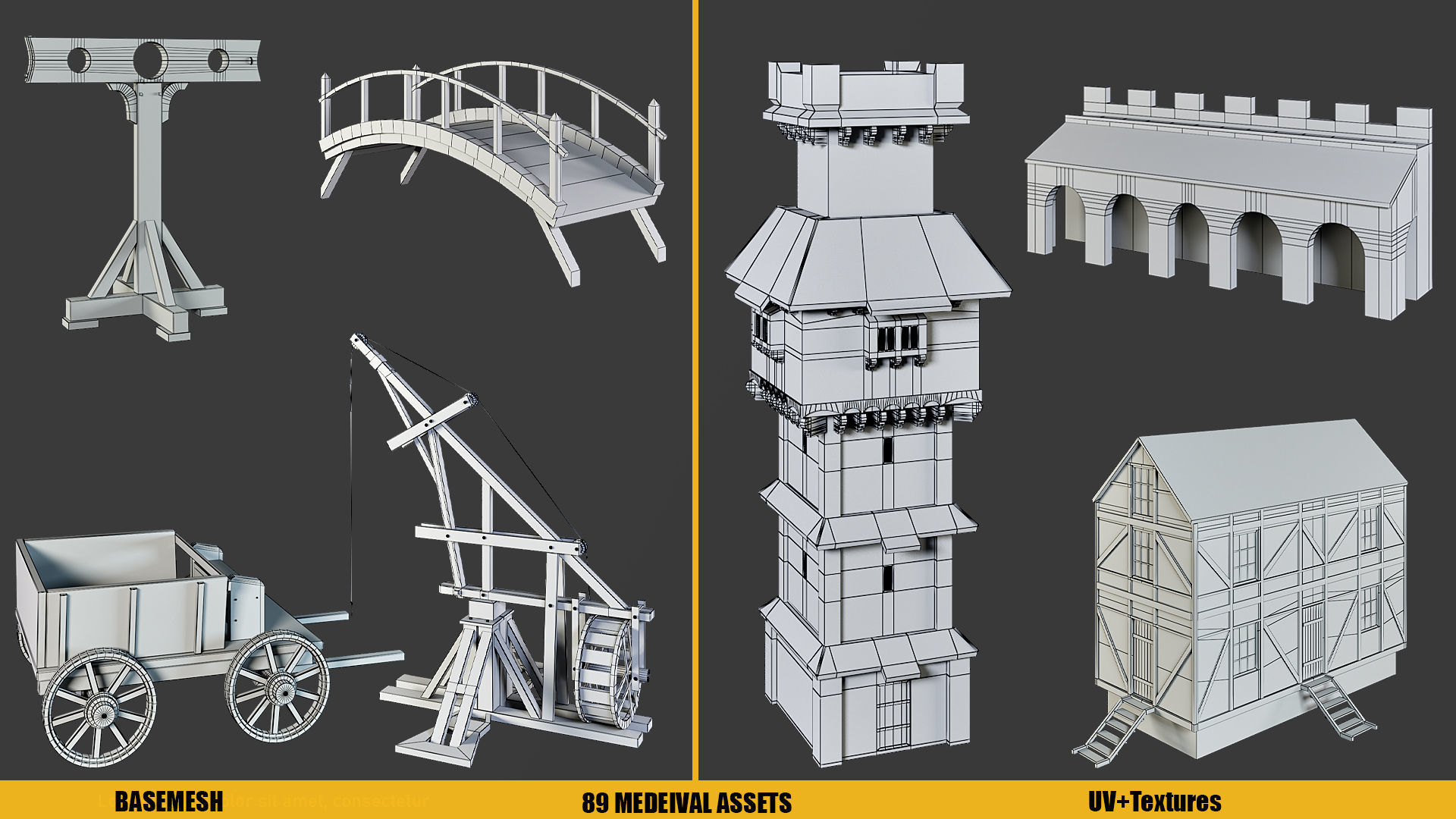 BaseMesh - 89 MEDIEVAL ASSETS  Low-poly 3D model_8