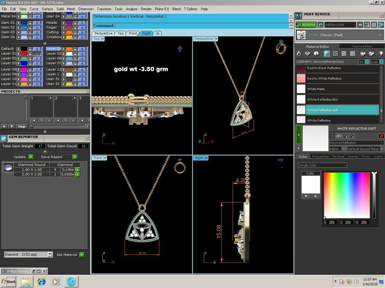 Woman Diamond Pendant 3D print model_6