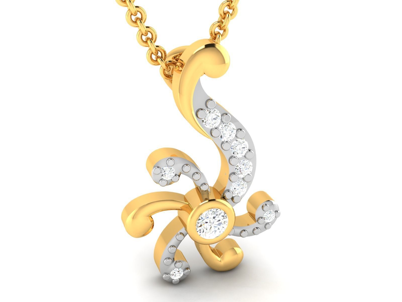 Woman Diamond Pendant 3D print model_2