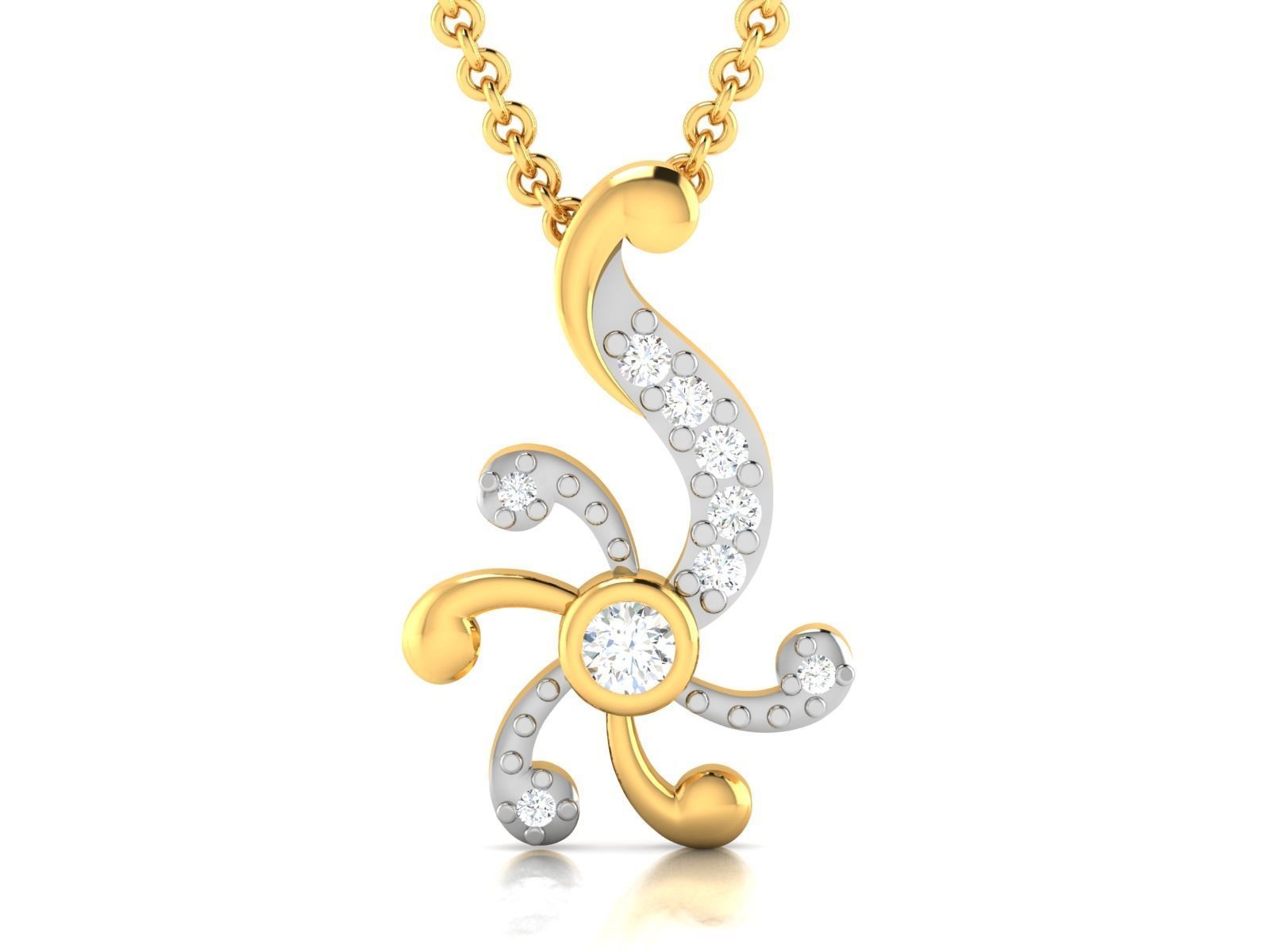 Woman Diamond Pendant 3D print model_4