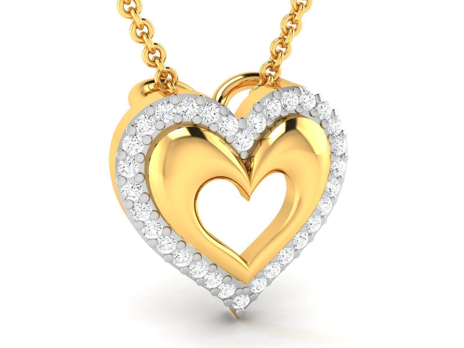 Woman Diamond Heart Pendant 3D print model_1