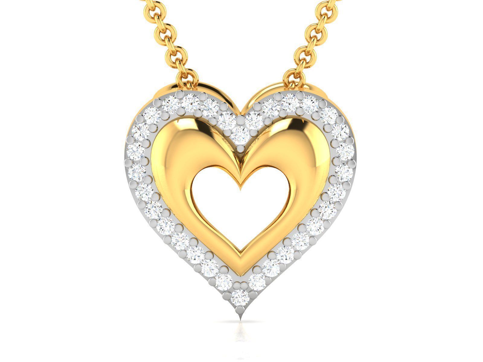 Woman Diamond Heart Pendant 3D print model_3