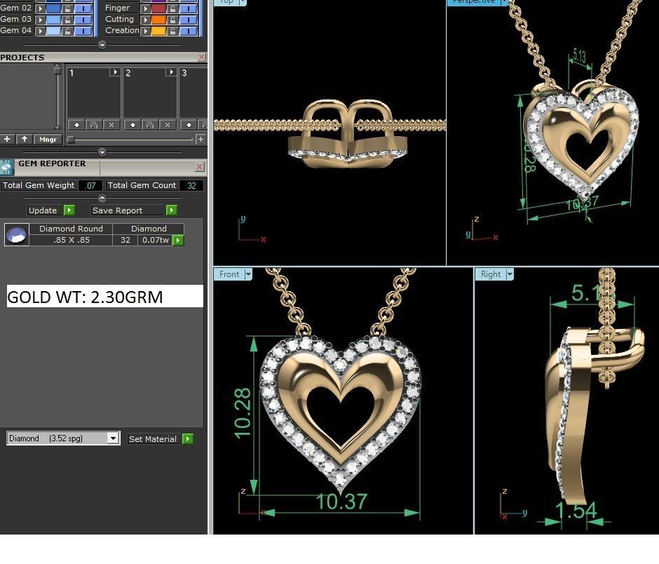 Woman Diamond Heart Pendant 3D print model_6