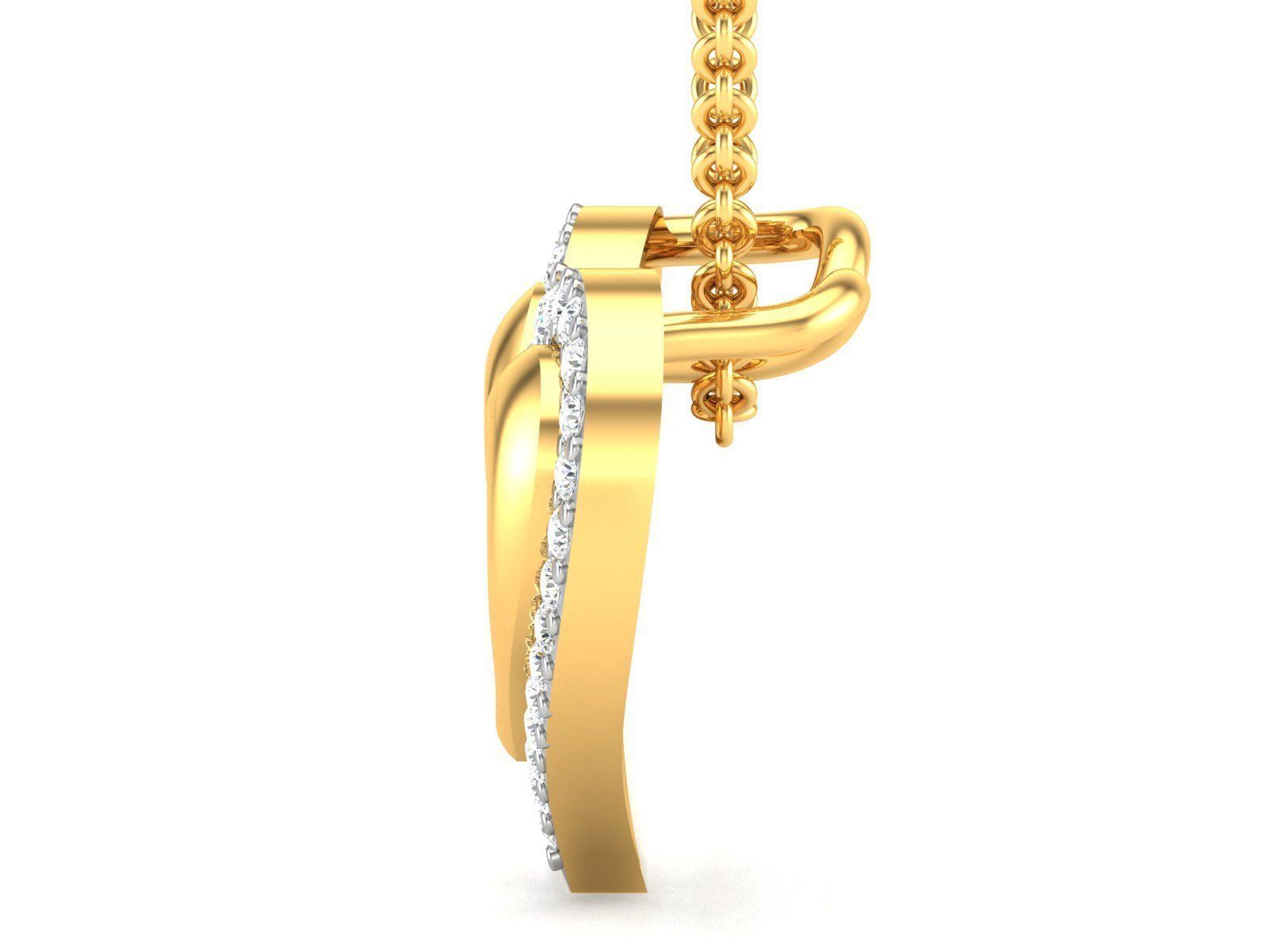 Woman Diamond Heart Pendant 3D print model_5