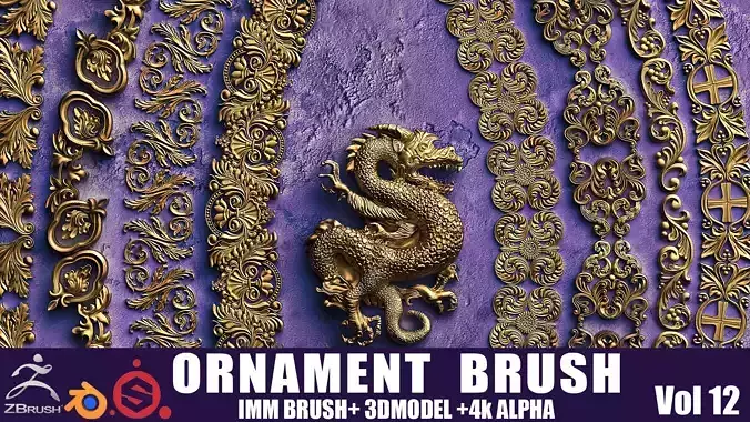 Fred ORNAMENT BRUSH Vol 12-IMMBRUSH-3dModels-4kAlpha