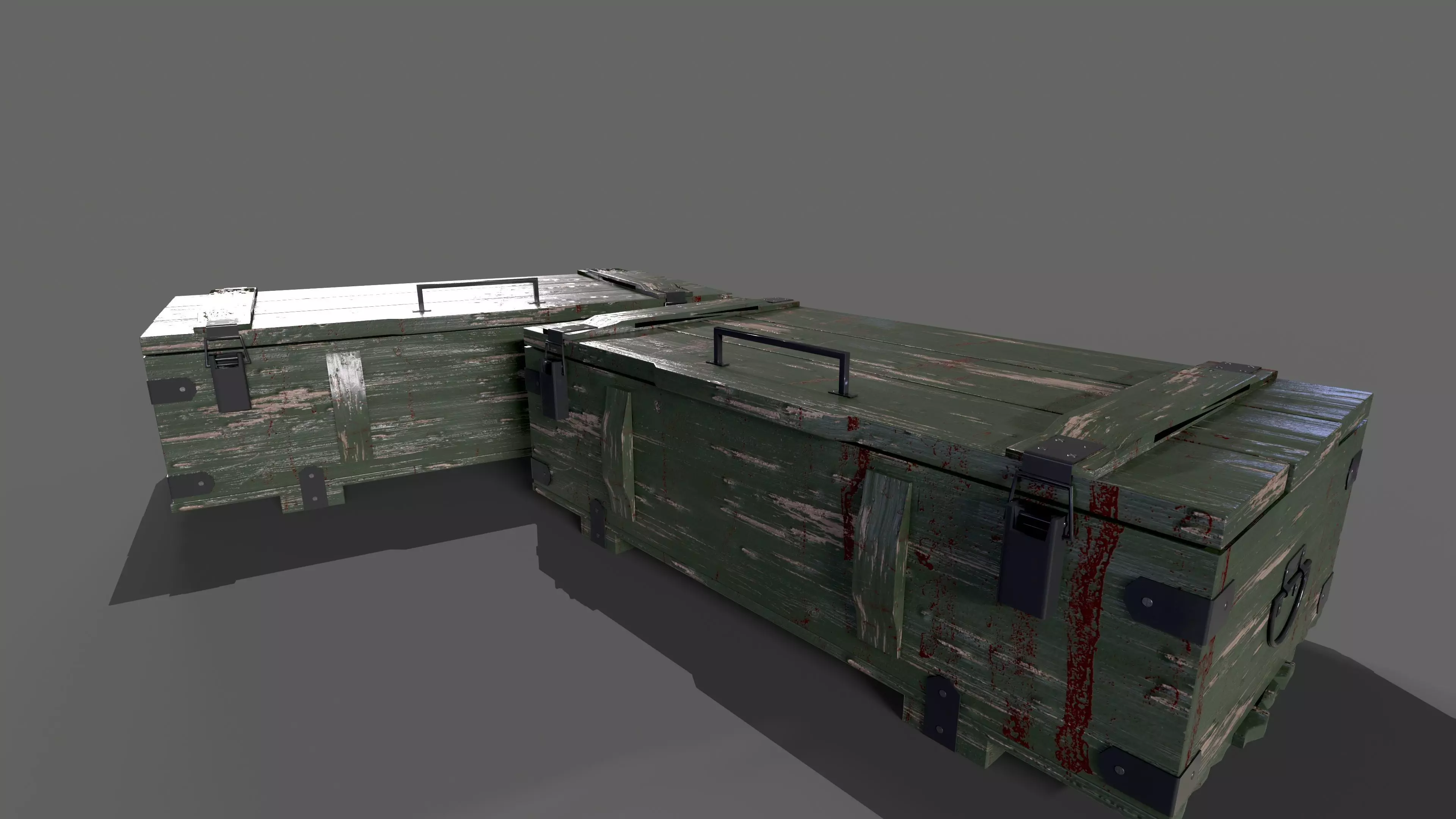 Military Wooden Storage Crates Box Chest Ammo Box Game Model Low-poly 3D model_0