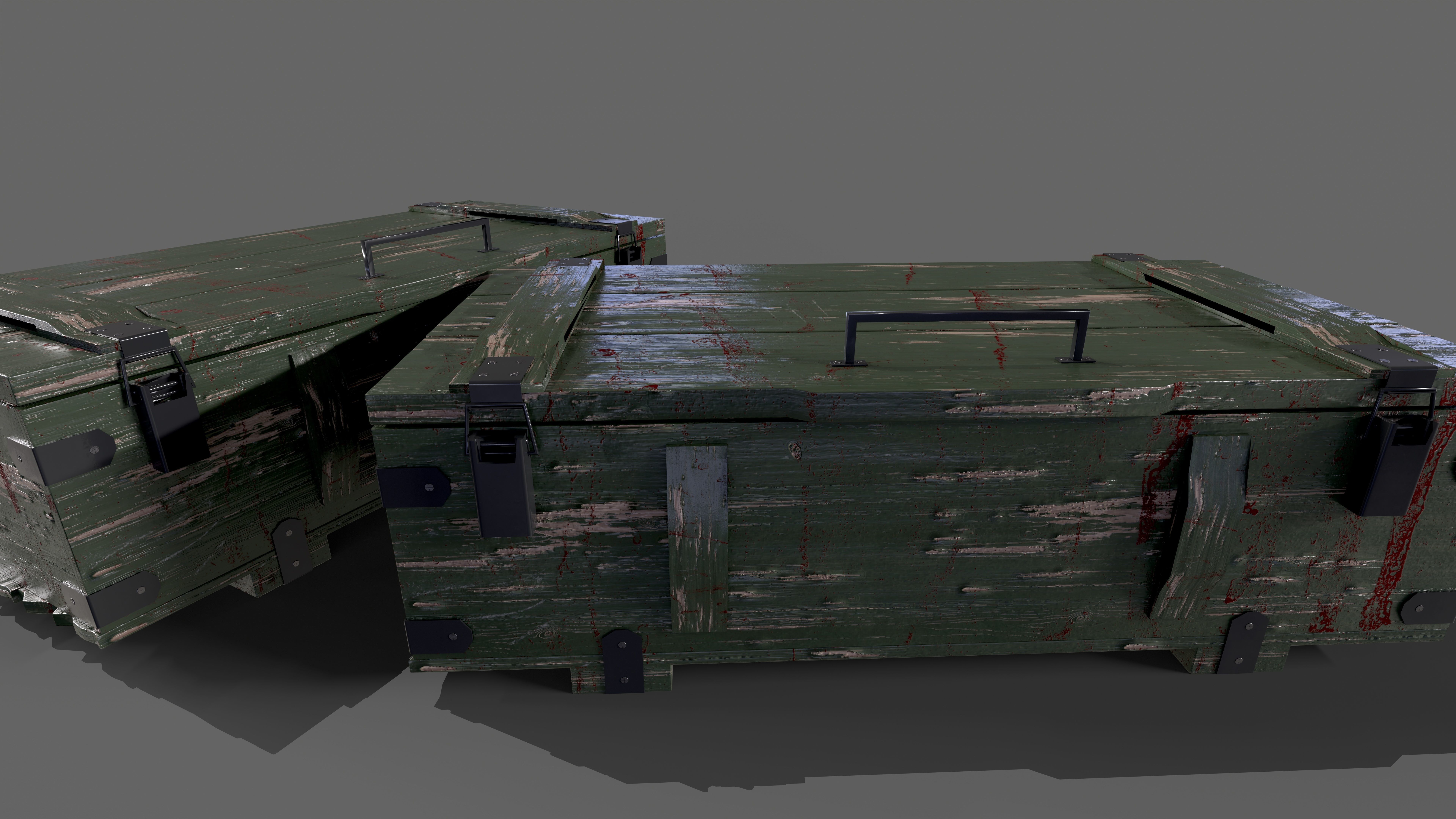 Military Wooden Storage Crates Box Chest Ammo Box Game Model Low-poly 3D model_2