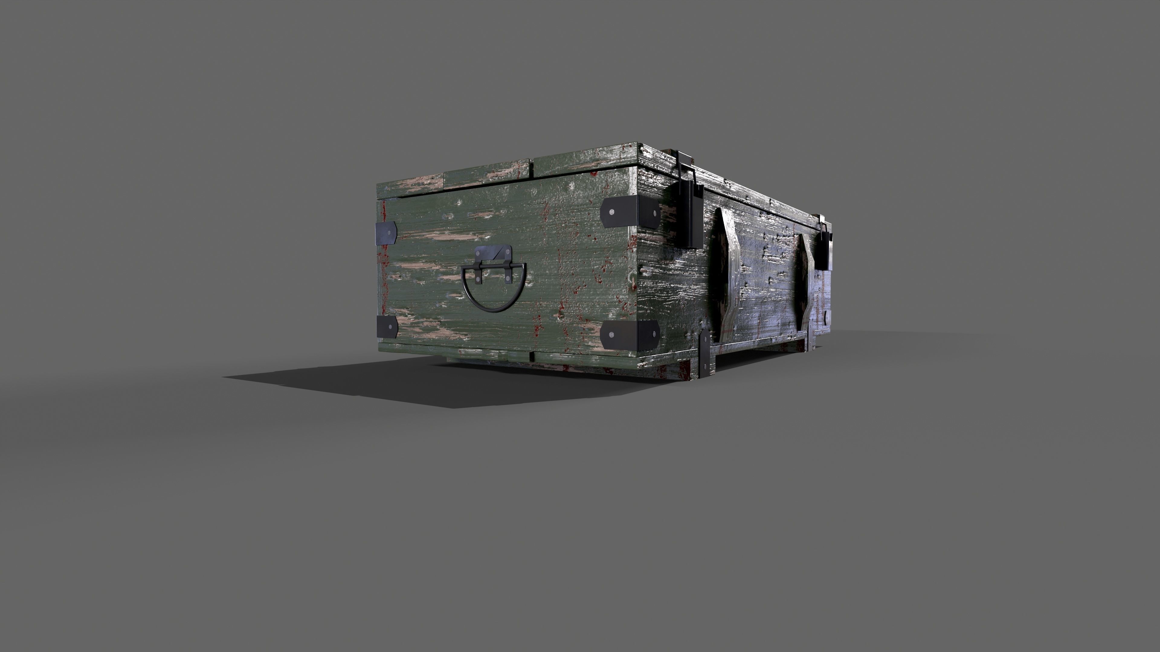 Military Wooden Storage Crates Box Chest Ammo Box Game Model Low-poly 3D model_5