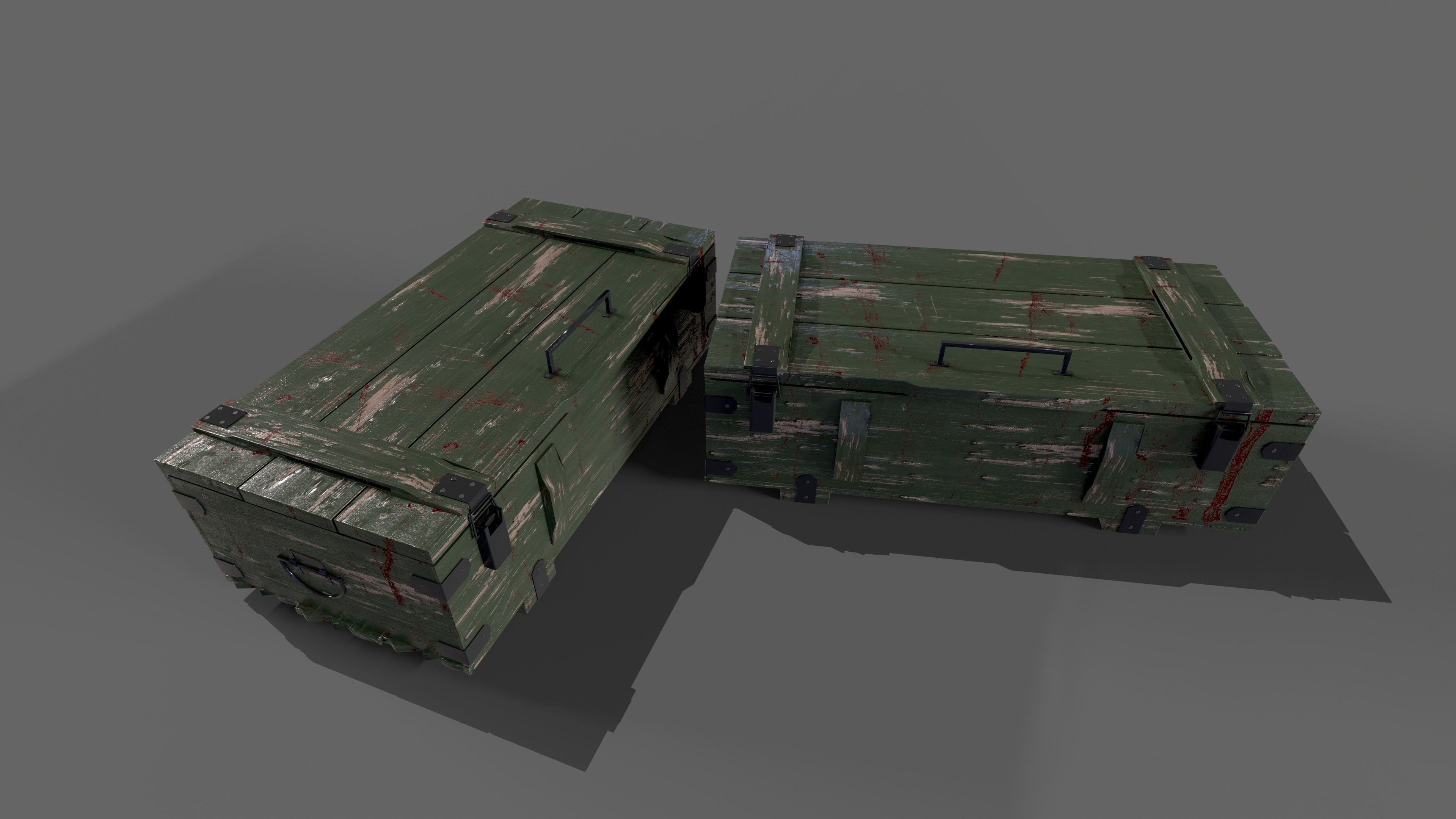 Military Wooden Storage Crates Box Chest Ammo Box Game Model Low-poly 3D model_3