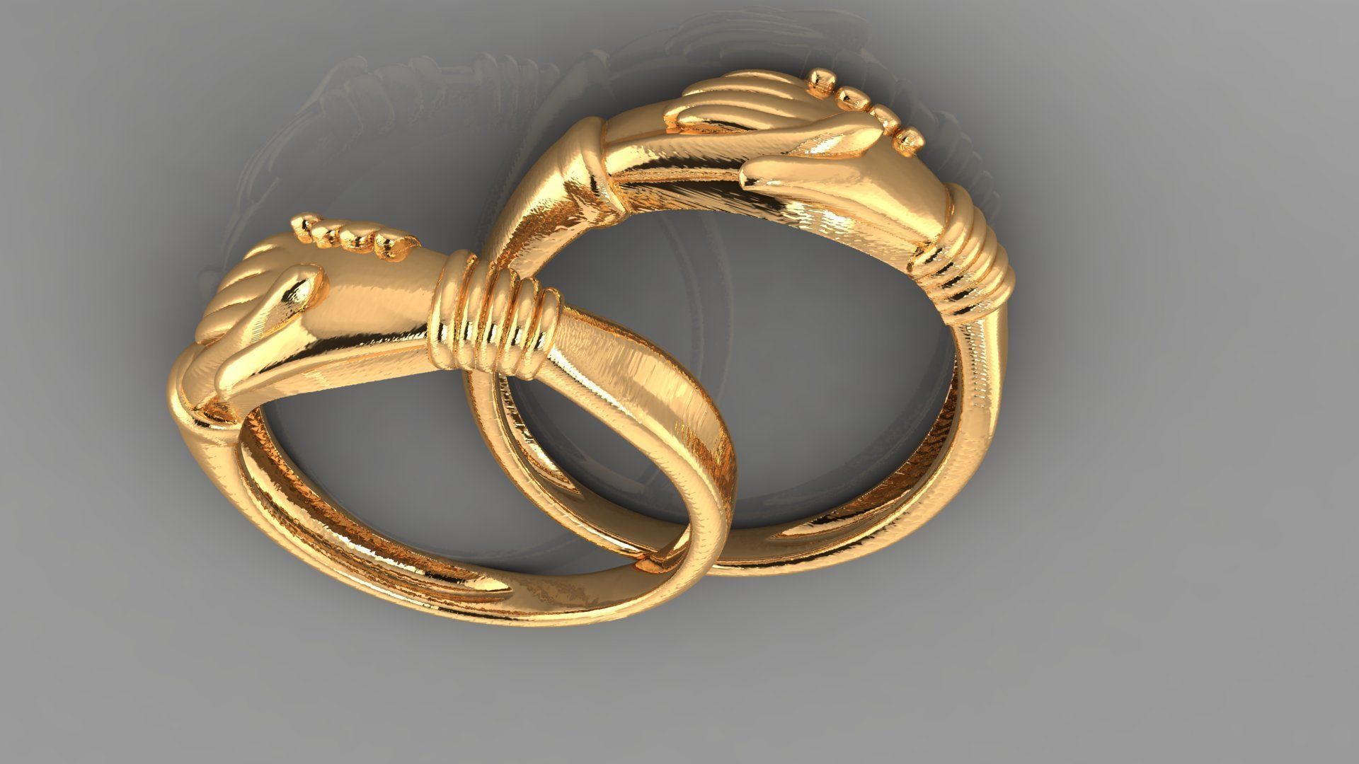 Hand Shake Ring  3D print model_3