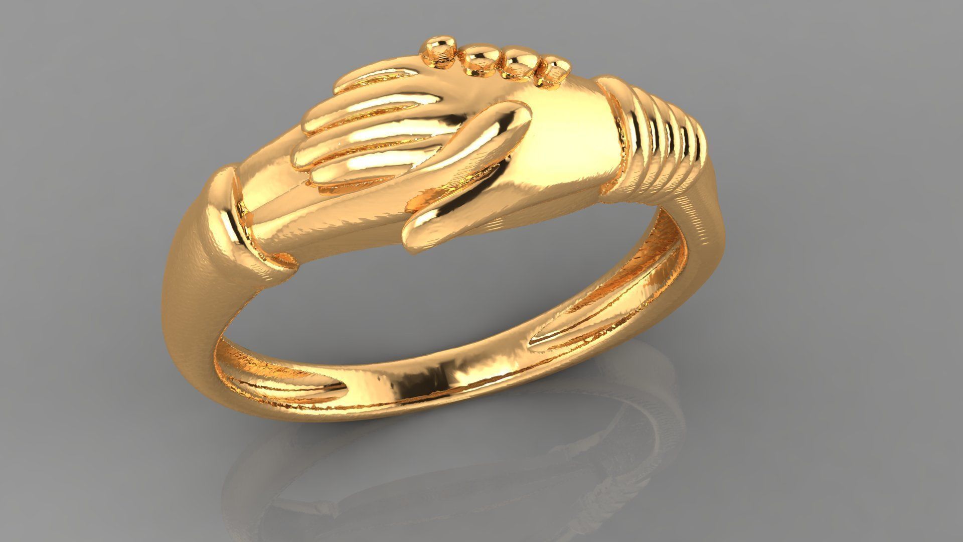 Hand Shake Ring  3D print model_2
