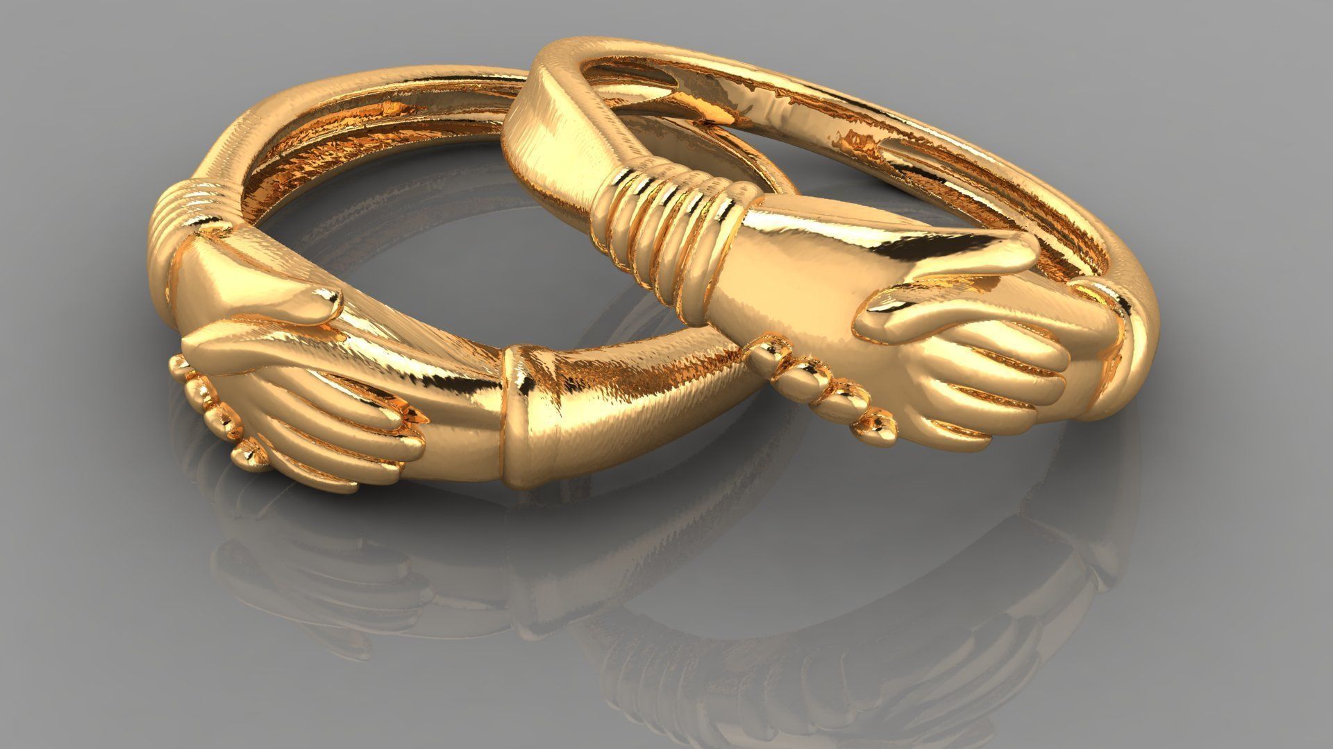 Hand Shake Ring  3D print model_1