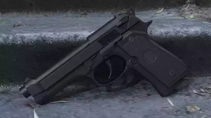 Beretta Low-poly Gameready PBR model pistol Low-poly 3D model