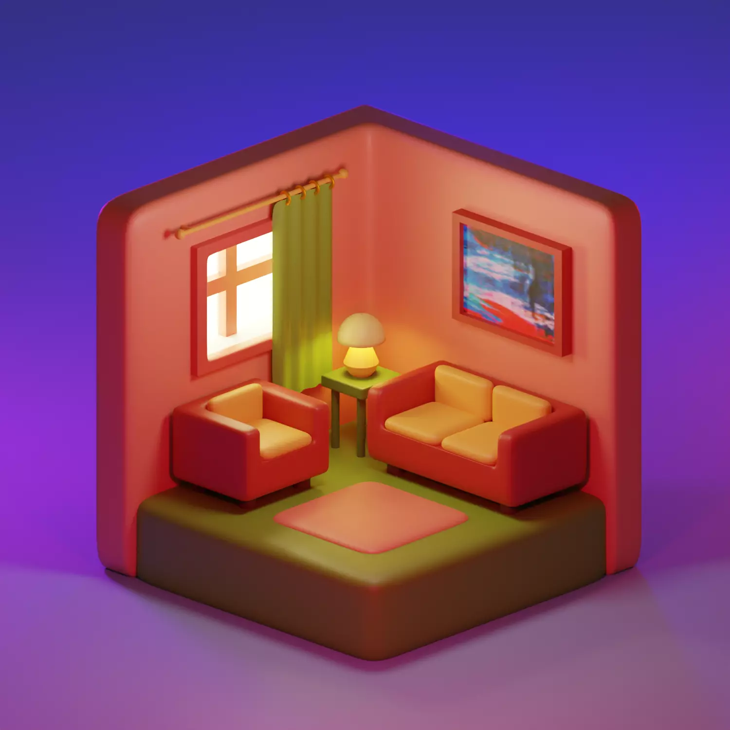 Isometric room Free low-poly 3D model