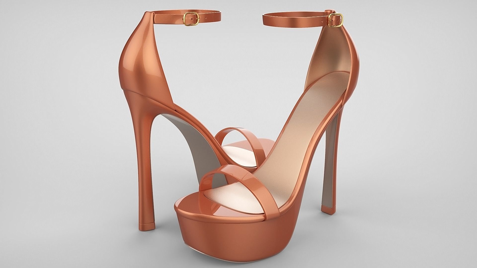 Beautiful Open Toe Ankle Strap High Heel Platform Sandals 3D model_71