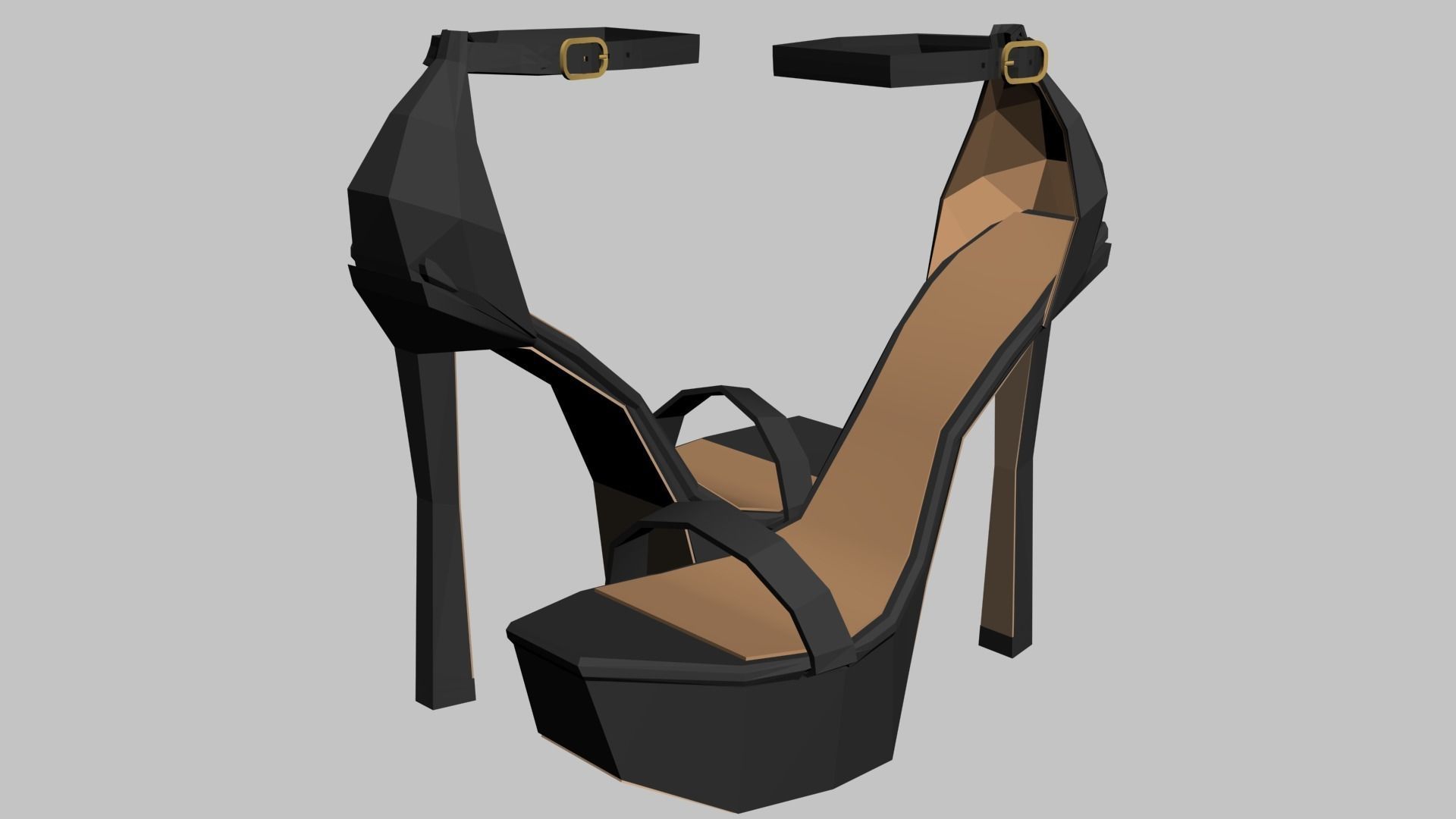 Beautiful Open Toe Ankle Strap High Heel Platform Sandals 3D model_21