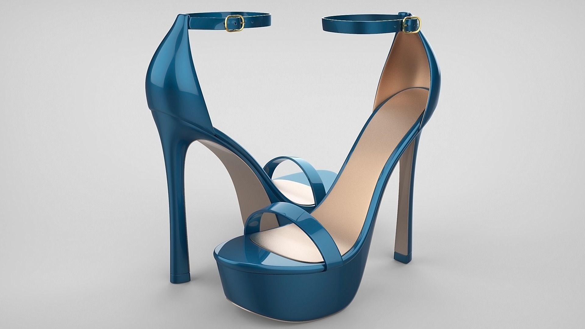 Beautiful Open Toe Ankle Strap High Heel Platform Sandals 3D model_38