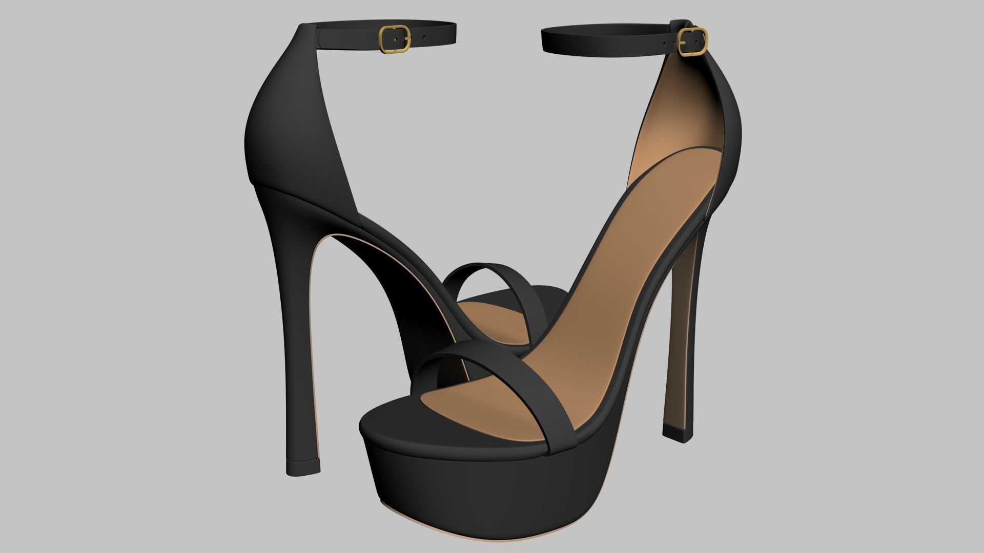 Beautiful Open Toe Ankle Strap High Heel Platform Sandals 3D model_20