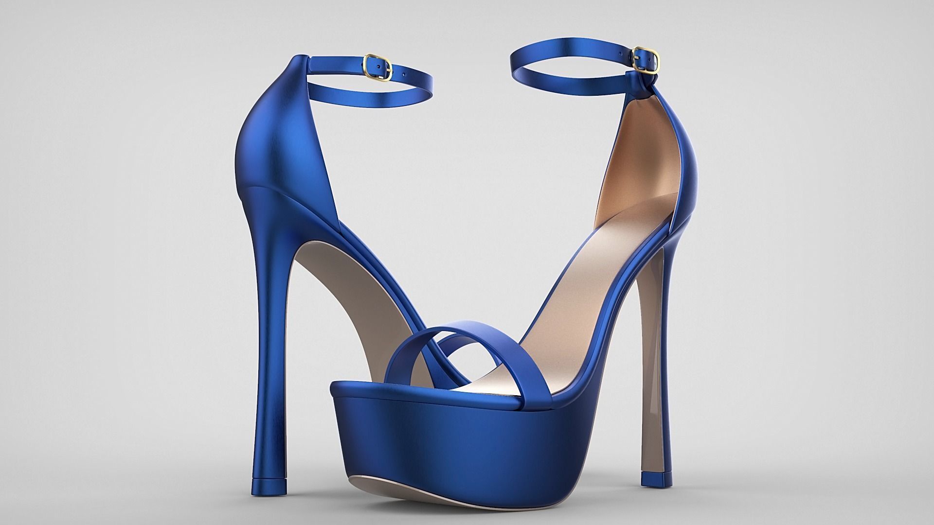 Beautiful Open Toe Ankle Strap High Heel Platform Sandals 3D model_60