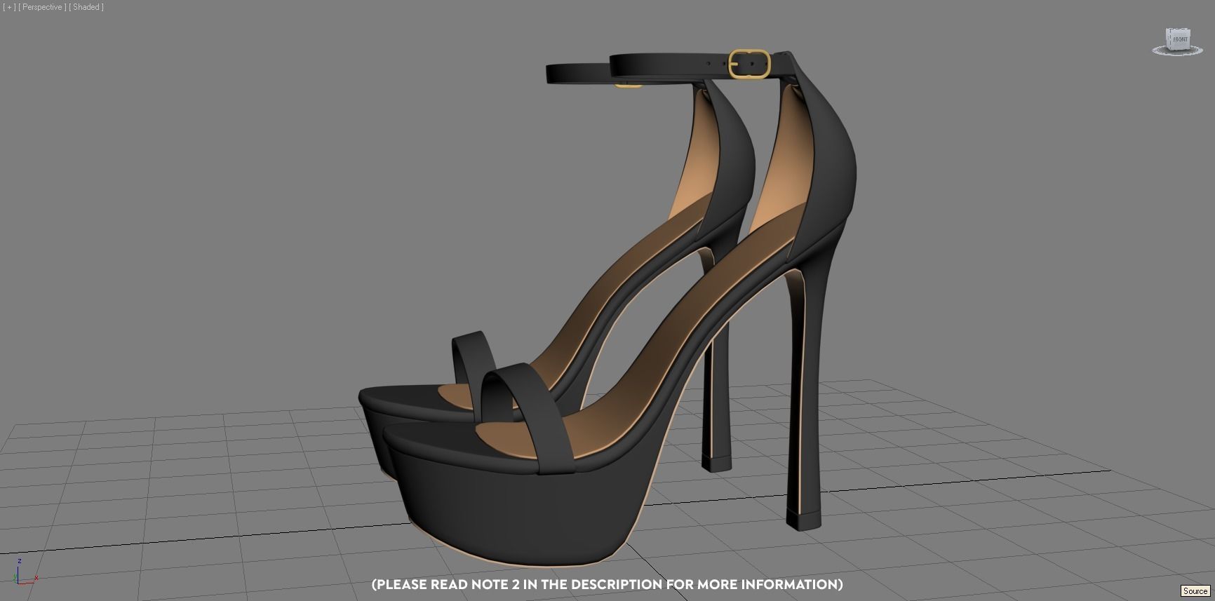 Beautiful Open Toe Ankle Strap High Heel Platform Sandals 3D model_10