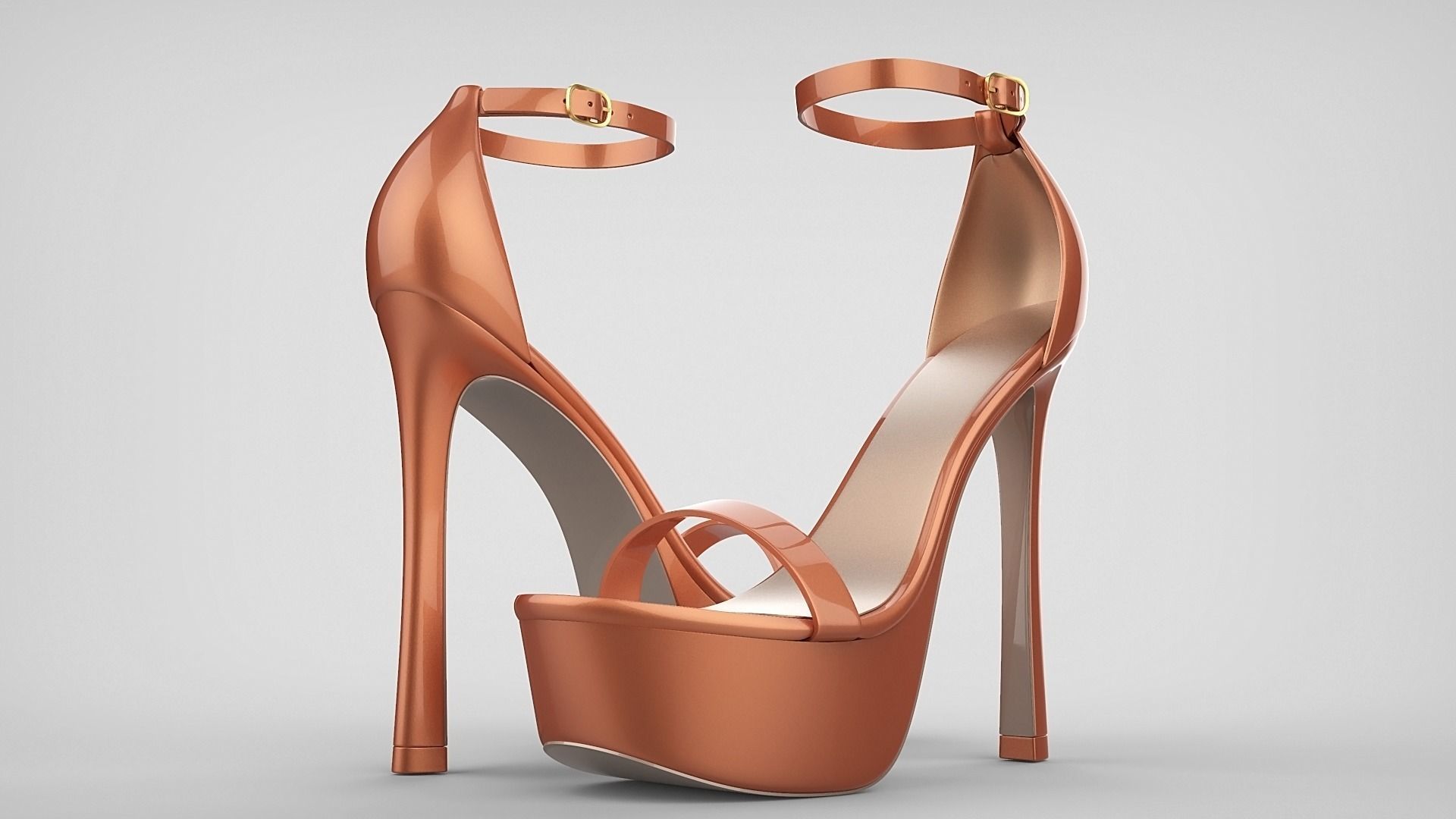 Beautiful Open Toe Ankle Strap High Heel Platform Sandals 3D model_72