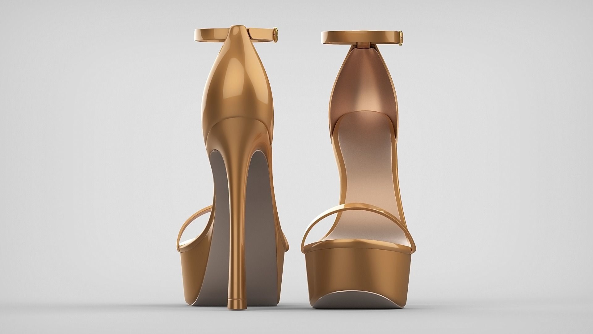 Beautiful Open Toe Ankle Strap High Heel Platform Sandals 3D model_57