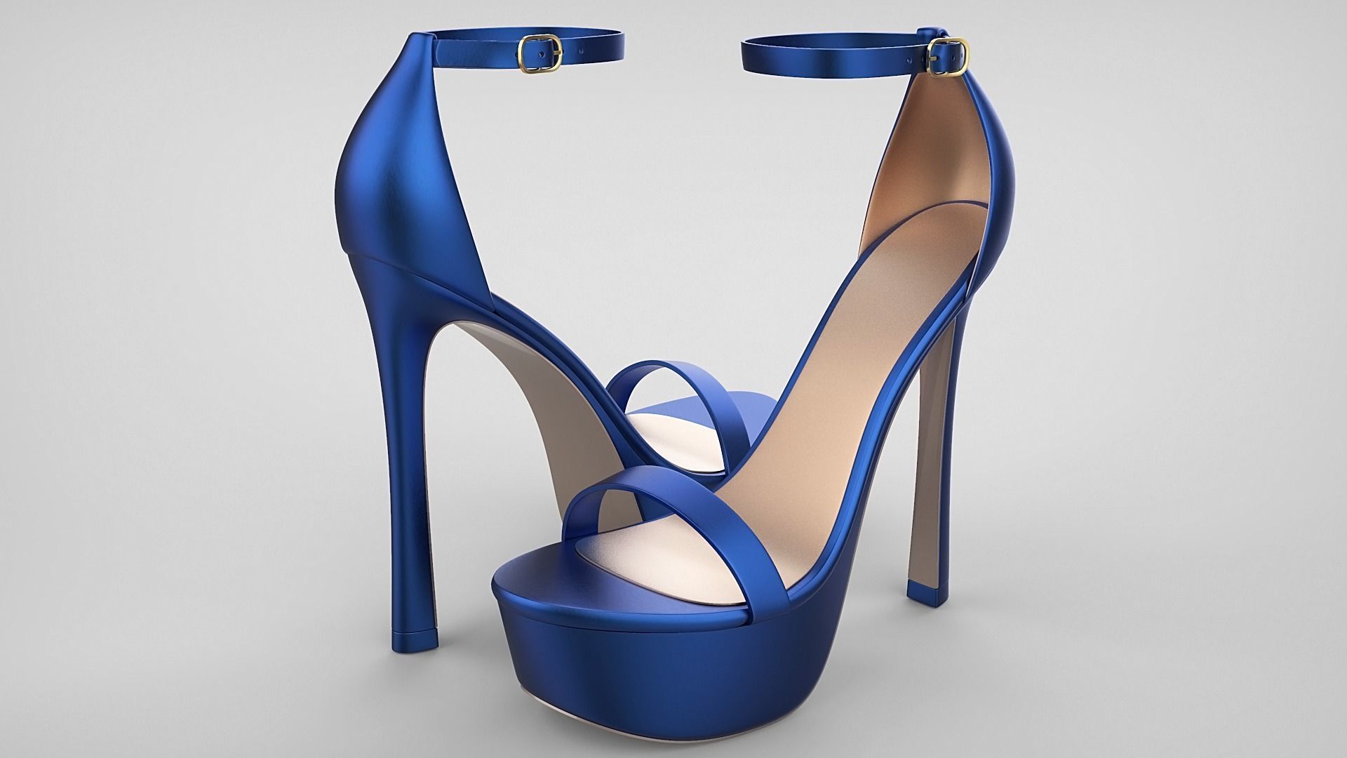 Beautiful Open Toe Ankle Strap High Heel Platform Sandals 3D model_59